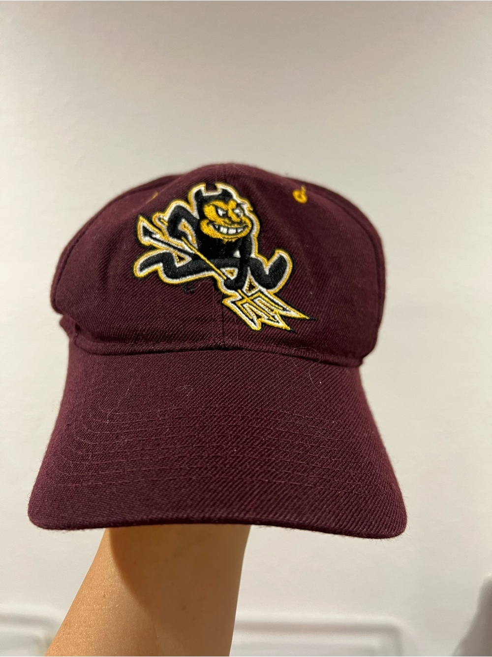 90s Arizona State University Sun Devils Zephyr Hat Maroon Fitted Baseball